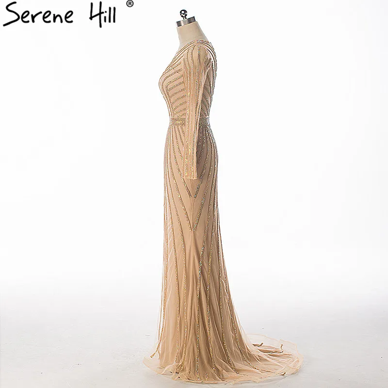 С длинным рукавом AB алмаз вечернее платье из тюля роскошная хрустальная Русалочка элегантные вечерние платья стиль Serene Hill LA6003