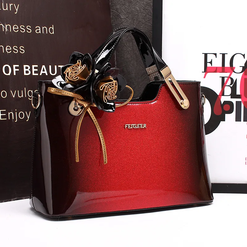 red patent leather pocketbook