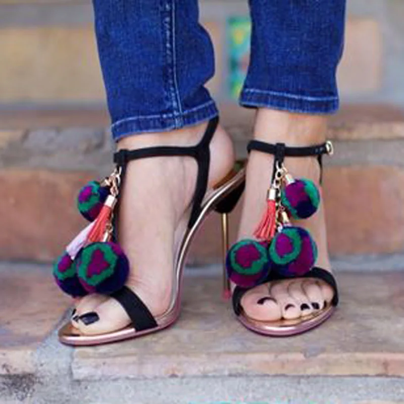2016-Newest-Multicolor-Pom-Pom-Ladies-Sandals-Open-Toe-T-Strap-Women-Fashion-High-Heels-Sexy (4)