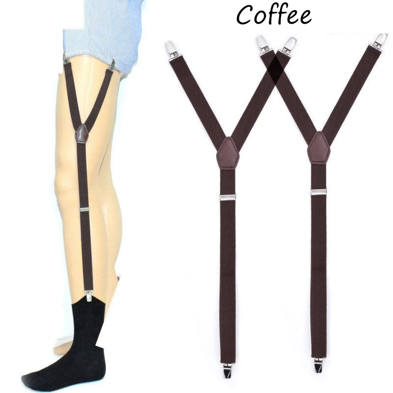 Y Стиль мужские эластичные подвязки нескользящие носки держатель рубашки на подтяжках Нескользящие запорные зажимы - Цвет: Coffee