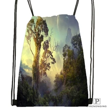 Пользовательская фантазия лес походная сумка на шнурке милый рюкзак дети ранец(черная спина) 31x40 см#180531-04-29