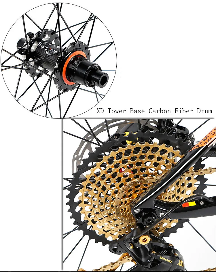 Набор колес для горного велосипеда MTB SRAM/XD Tower Base из углеродного волокна, барабан 27,5/29er, дисковый тормоз, колеса для велосипеда, 11/12 скоростей