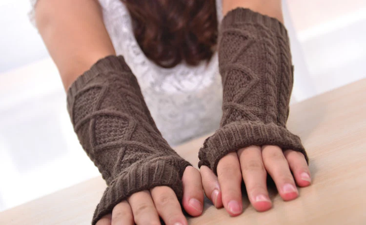 1 Pair Fashion Autumn Winter Spring Warm Women Ladies Girl Solid Gloves Arm Warmer Long Fingerless Xmas Knitting Wool Mittens