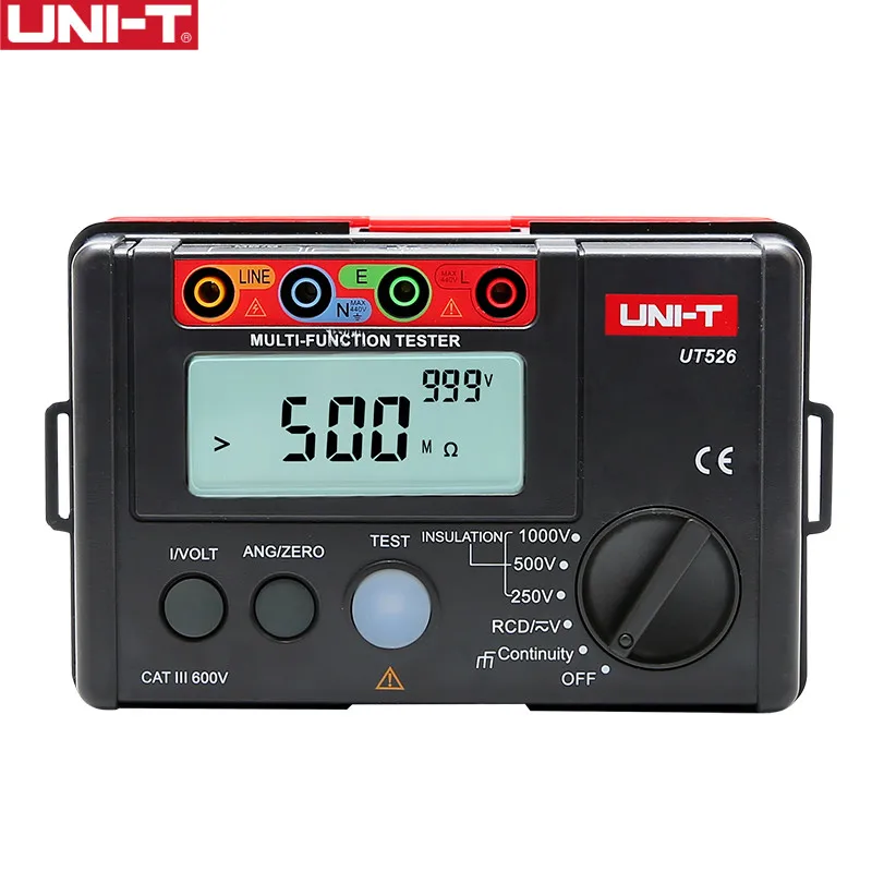 

UNI-T UT526 Multi-function digital electric meter Electrical Insulation Tester Earth Resistance Meter+RCD Test+Continuity+AC/DCV