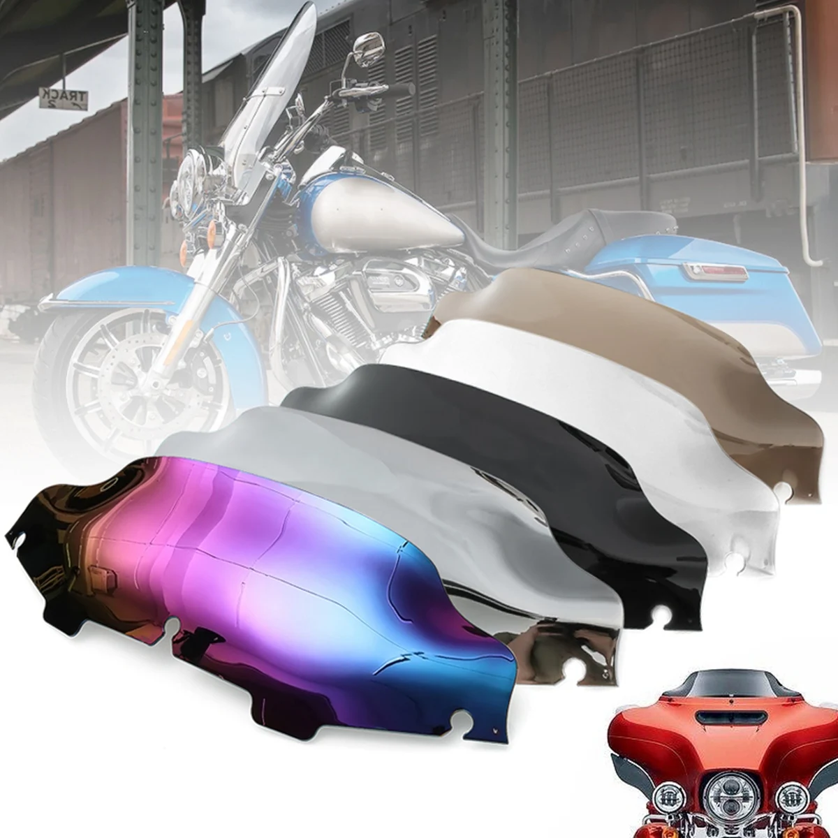 

Motorcycle 6 Wave Windshield Windscreen Wind Air Deflector Spoiler for Electra Street Glide Bike 1996-2013