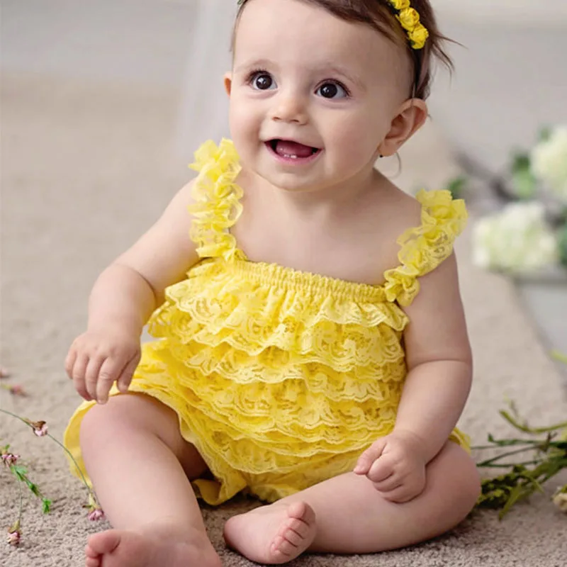 yellow romper baby