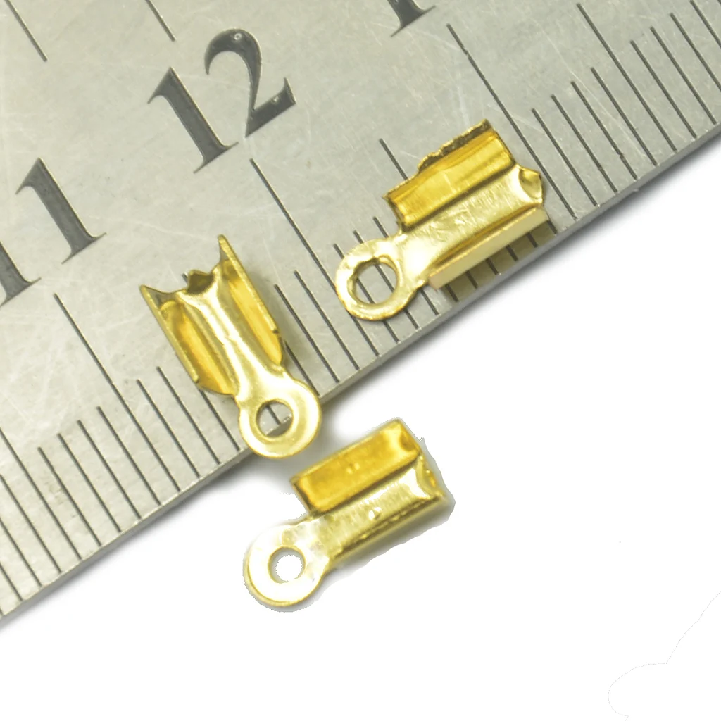 200Pcs Cord Ribbon Clamp End Crimps Findings 10 x 4.5mm for Jewelry Making