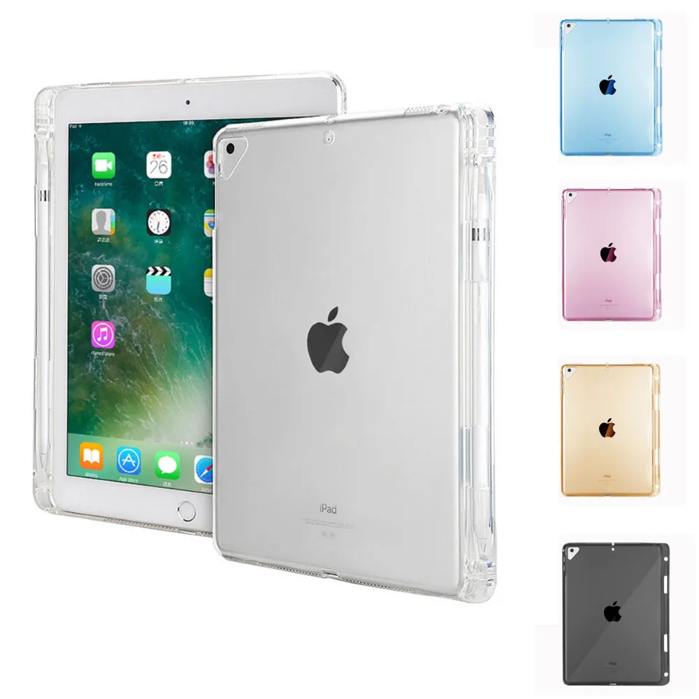 Таблетки крышка с карандаш слот чехол для iPad силиконовый 5 6 воздуха 1 2 прозрачный