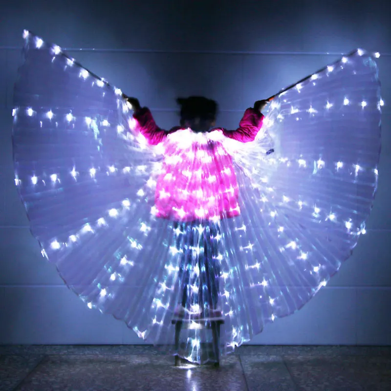 Светодиодный светильник для танца живота, крылья, крылья, светодиодный костюм, крылья для танца, радужные цвета, реквизит для выступлений на сцене с палкой