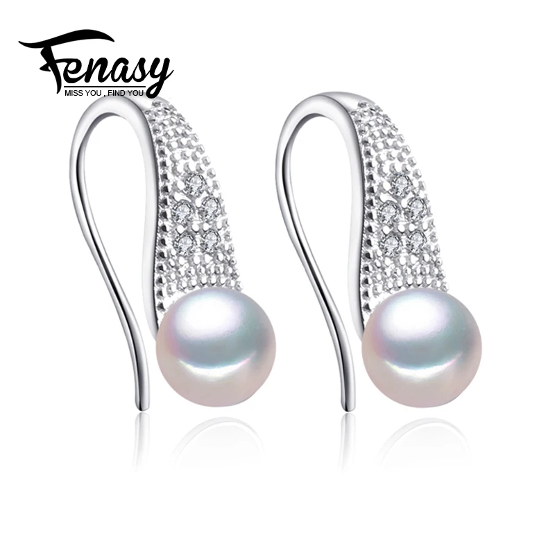 Ювелирные изделия из жемчуга FENASY, жемчужные серьги-гвоздики, серьги из серебра 925 пробы для женщин в коробке, винтажные этнические серьги