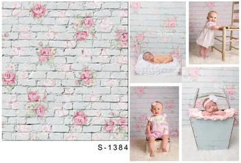 

5X7ft Thin Vinyl Photography Backdrops White brick wall Flowers Photo Background children Backdrops for Photo Studio S-1384