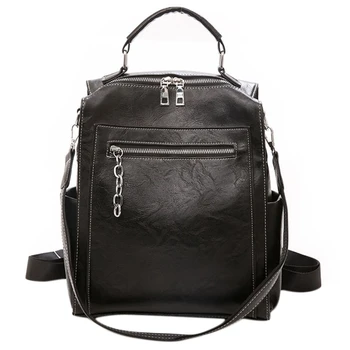 

Women'S Backpack Pu Bag Girl Casual Large Capacity Multi-Function Retro Shoulder Bag