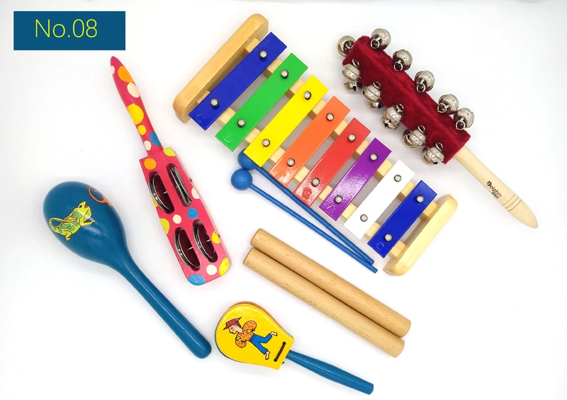 

BIG SALE 6pc new musical instruments toy set wooden percussion instruments for baby preschool kids music rhythm educational