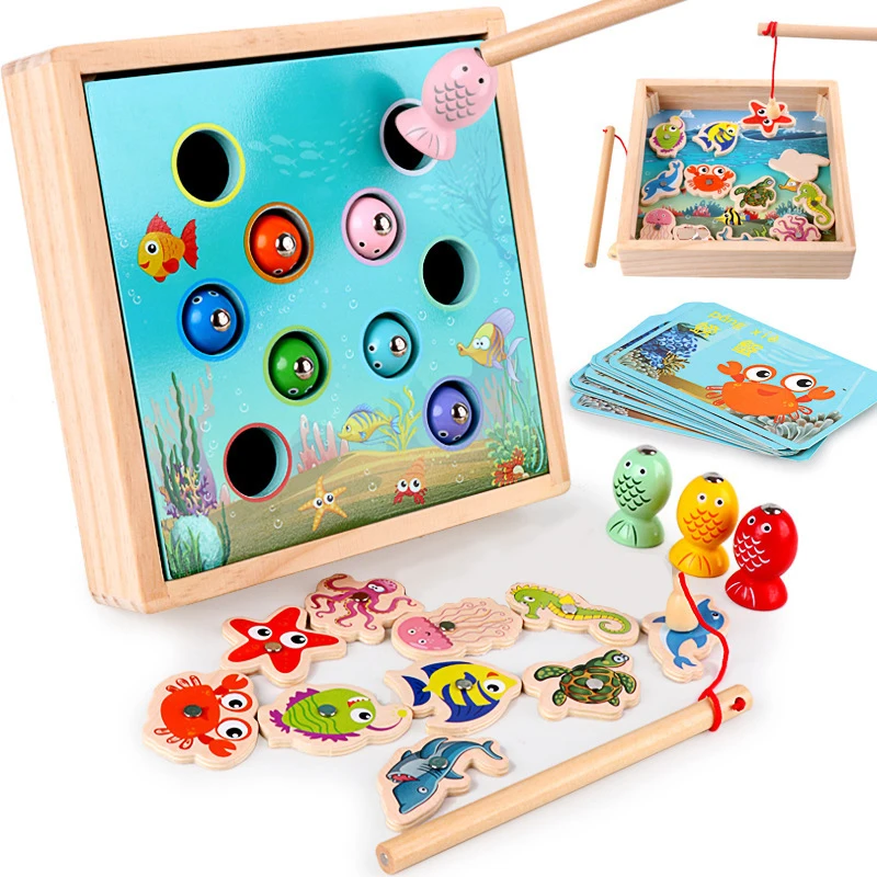 Koop Kinderen Houten Speelgoed Magnetische Spelletjes Vissen Speelgoed Game Kids 3D Vis Baby Kids Educatief Speelgoed Outdoor Funny Jongens Meisje Geschenken