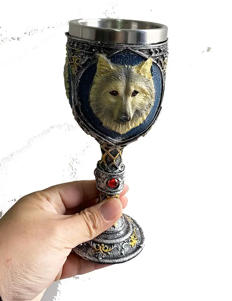 

Game of Thrones Collections Resin Craft 7oz Wine Chalice Stainless Steel Wolf Wine Goblet