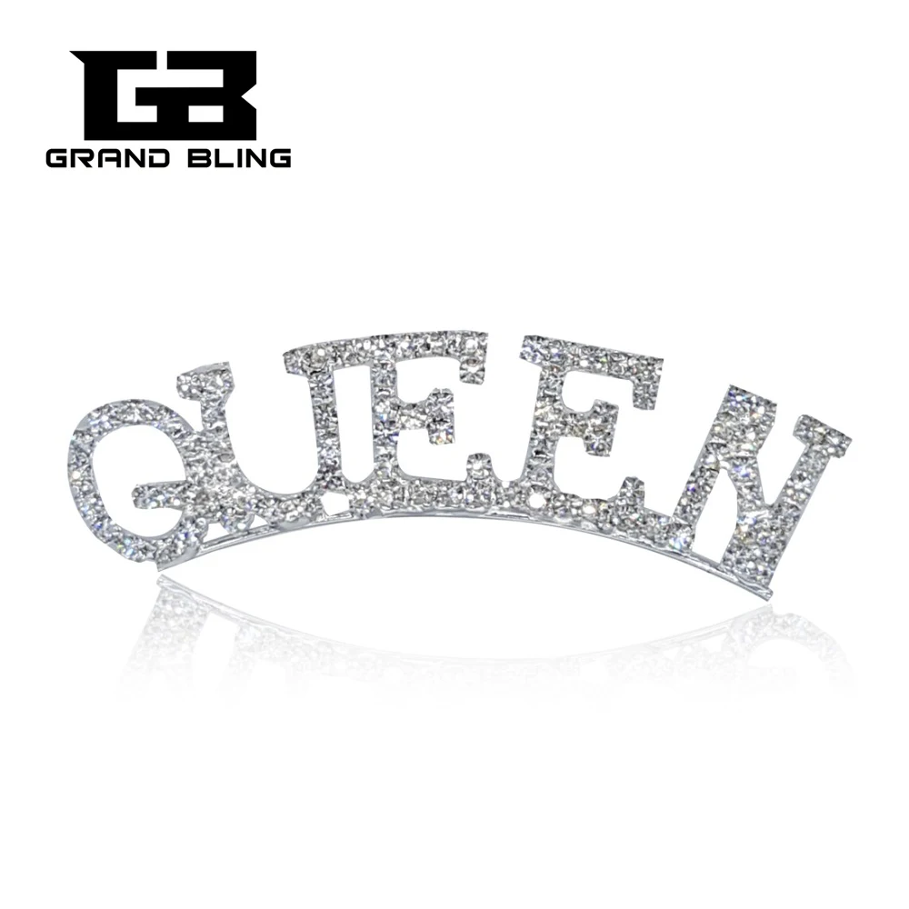 

FREE SHIPPING!!! Clear Rhinestone Silver Plated Lapel Pin "QUEEN' Word Pin