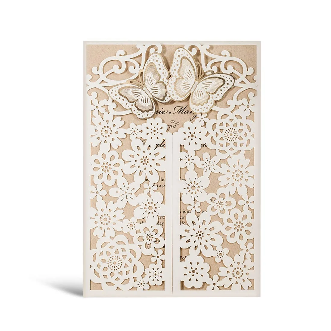  25Pcs Blue & White Butterfly Laser Cut 3D Card Wedding Invitations Card with Envelopes & RSVP Card  - 33020816080