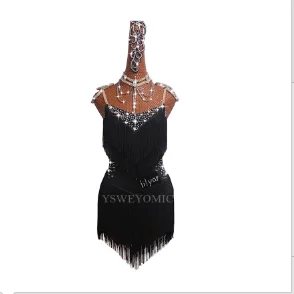 White Only dress Платье для латинских танцев для девочек, черное, белое, красное, сексуальная юбка с бахромой для сальсы, индивидуальное платье размера плюс, платье для латинских танцев для женщин - Цвет: White Only dress