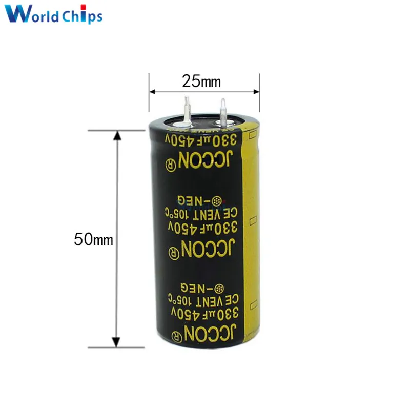 Diymore Алюминий электролитический конденсатор с алюминиевой крышкой, 450V 330 мкФ 25X50 мм Высокая частота низкая ESR 450V330uF 25*50 мм сквозное отверстие конденсатор с алюминиевой крышкой