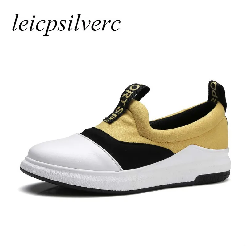 

Women Pumps Med Heels Pu Platform Slip on Wedges Round Toe Mixed-colors 2019 Spring Autumn Sexy New Fashion Sewing Casual Pink