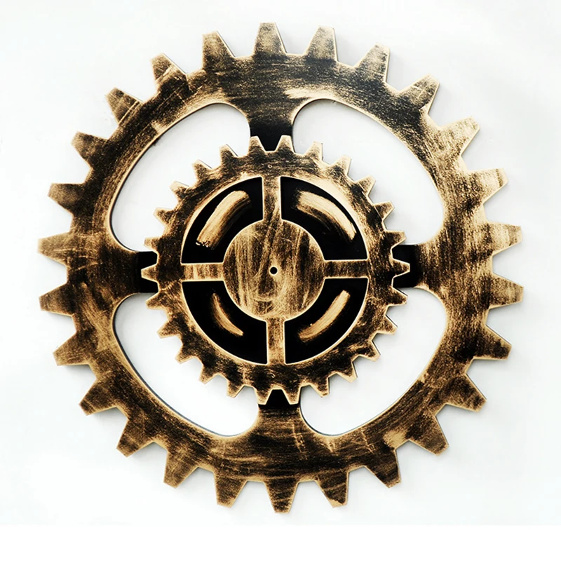 Wood Crafts 80cm Gold Gear Mural Bar Art Gear Crafts Wall Decoration