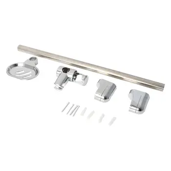 

Stainless Steel Shower Head Holding Rod With Soap Box Adjustable Lifting Rods
