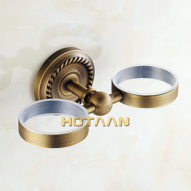 . Fashion toothbrush holder,Pure copper&glass,Double cup, Bathroom cup holder bathroom set- YT-12208