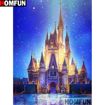 

HOMFUN Full Square/Round Drill 5D DIY Diamond Painting "Castle view" 3D Embroidery Cross Stitch 5D Home Decor A15200