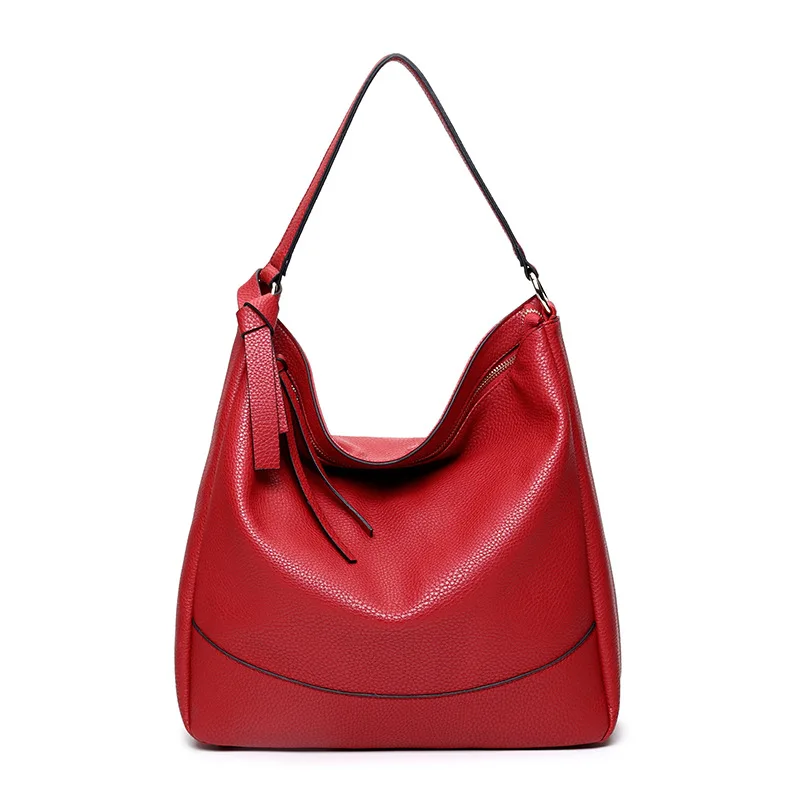 Женская сумка модные мягкие кожаные женские сумки на плечо для женщин Hobos Tote сумка-мессенджер OL стиль большой емкости 4 цвета - Цвет: Red