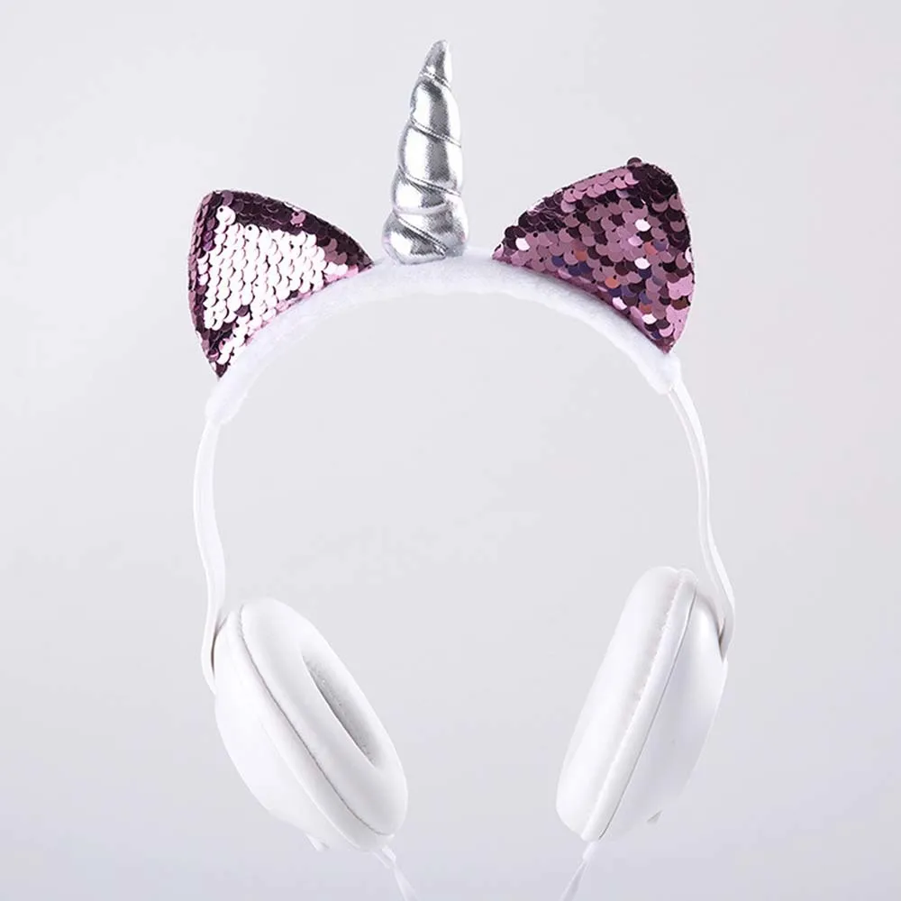 

Factory sale quality Cute Cat Ear Unicorn Led Flashing Wired Headphone Earphone Glowing Headset Gaming Earphones For Adult Child