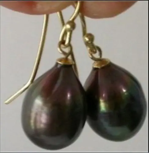 

free shipping 06611 BLACK TAHITIAN PEARl EARRING