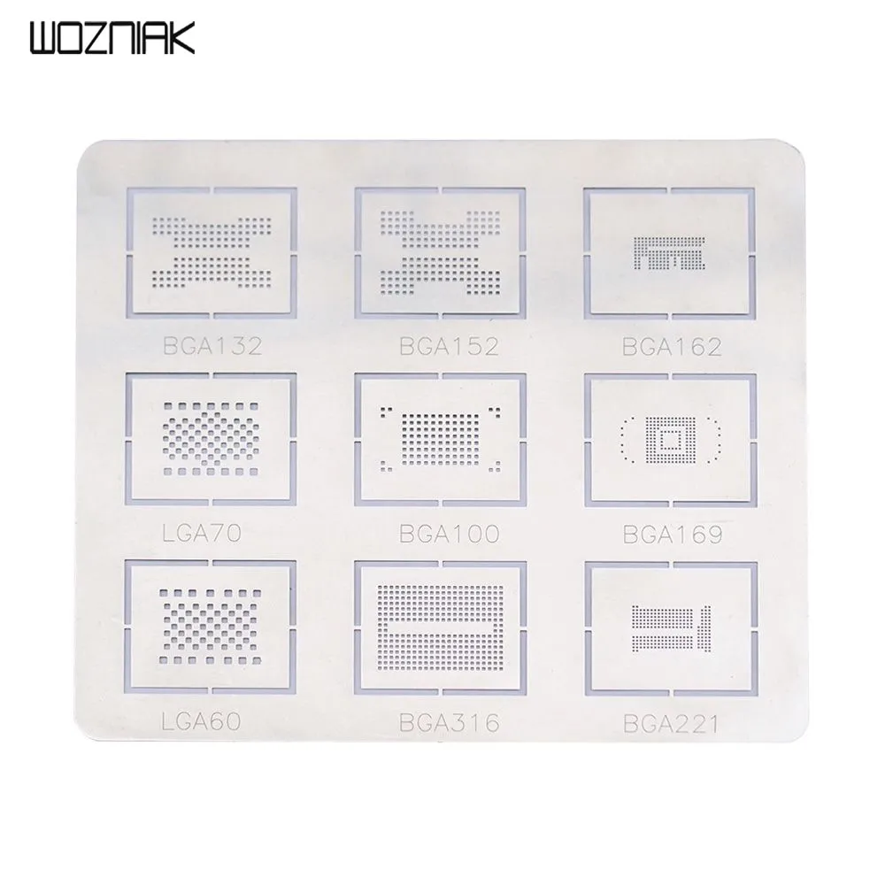 Трафарет для реболлинга BGA BGA132 BGA152 BGA162 LGA70 BGA100 BGA169 LGA60 BGA316 BGA221 0 15 мм|Аксессуары