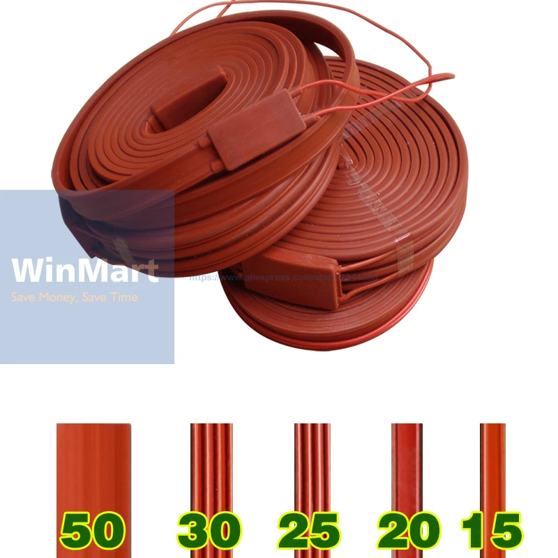 

Waterproof Flexible Silicone Rubber Heater Heating Belt 220V AC 25x1000mm 100W Unfreezer for Pipeline Electrical Wires