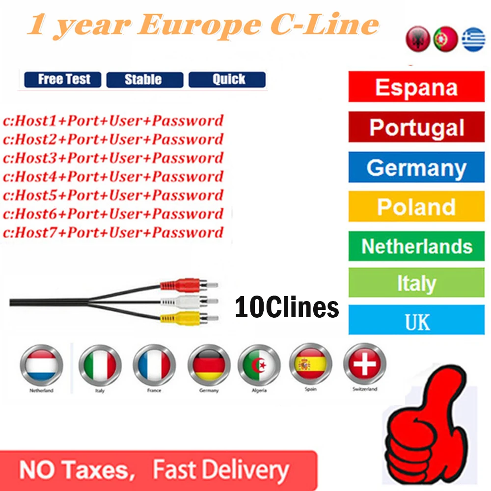 

HD Cable Europe 7lines 1 year CCCAM Clines for Digital TV Satellite Receiver DVB-S2 Set Top Box one year ccam oscam spain