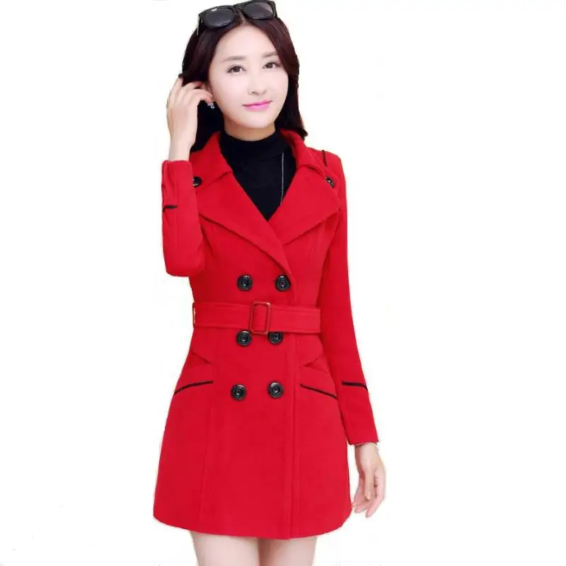 

Plus Size Winter Fashion Overcoat Women Long Woolen Coats Turn-down Collar Double Breasted Slim Jacket Coat Office Lady Topcoat