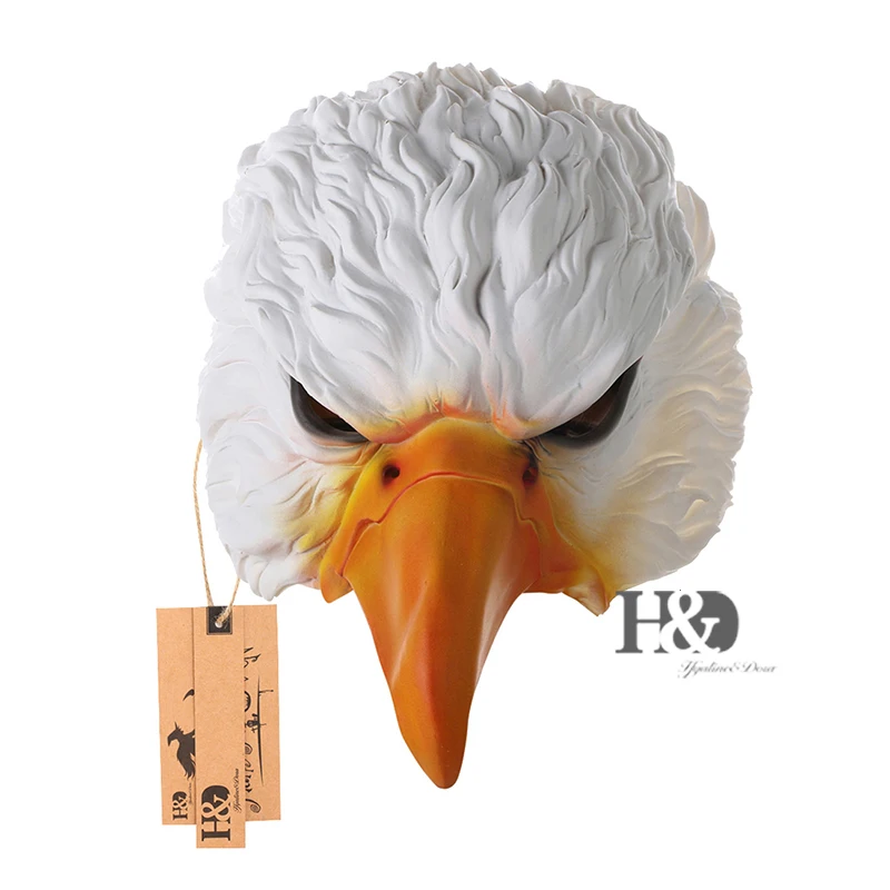

H&D Half Face Masks For Adults,Animal Latex Mask for Halloween Masquerade Cosplay (white eagle mask)