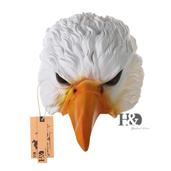 

H&D Half Face Masks For Adults,Animal Latex Mask for Halloween Masquerade Cosplay (white eagle mask)