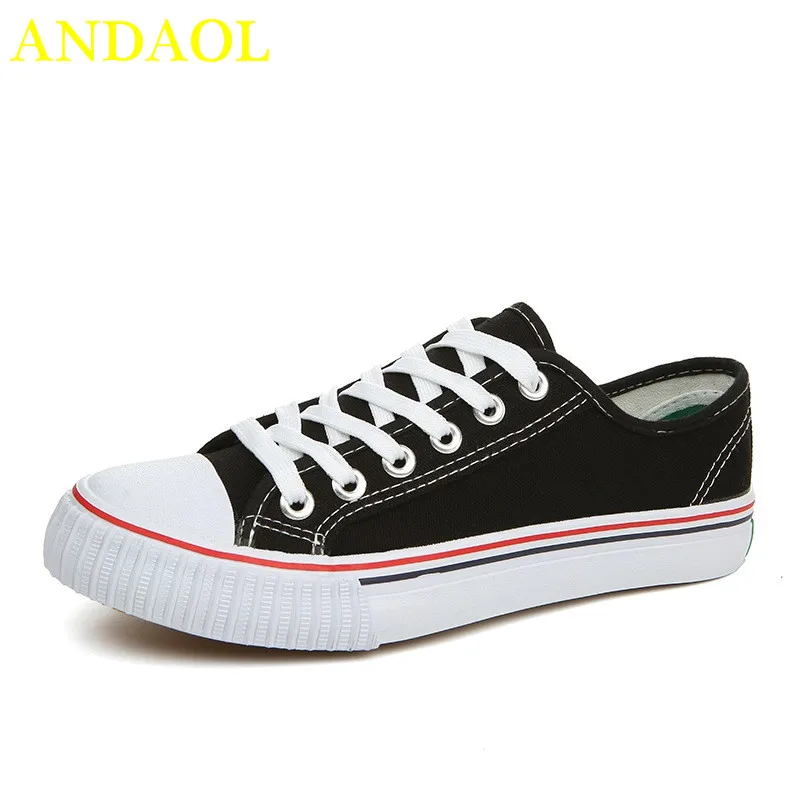 

ANDAOL Mens Fashionable Youth Canvas Shoes Breathable Walking Casual Shoes Tenis Feminino Comfortable Non-Slip Campus Sneakers
