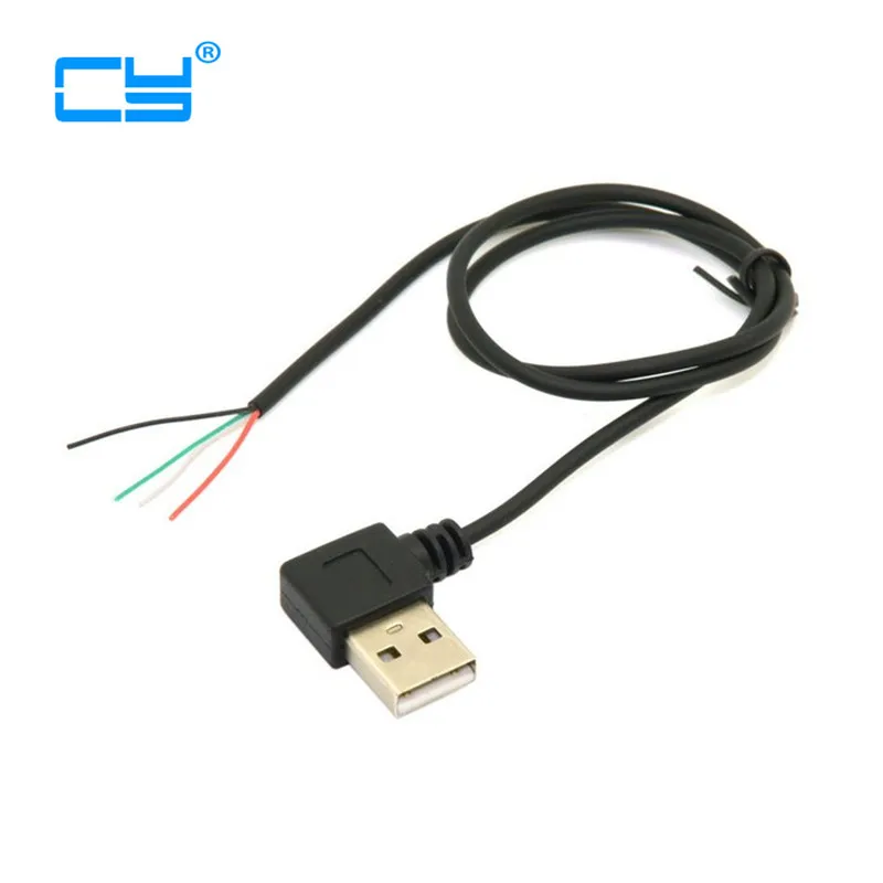 90 градусов левый Угловой USB 2 0 Тип штекер до 4 провода открытый кабель для DIY OEM