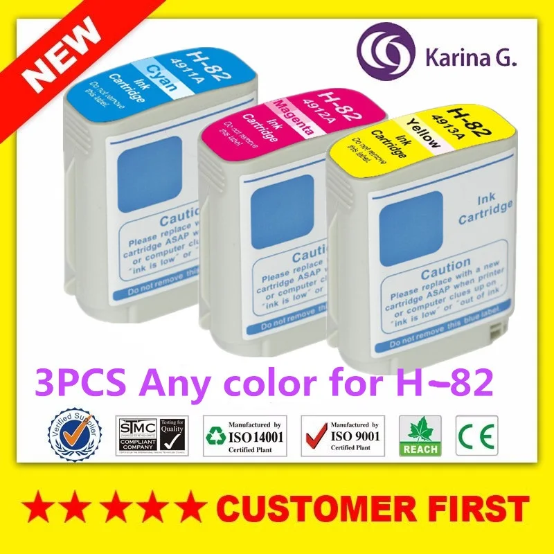 3X Any color Compatible for HP 82 HP82 suit for HP Designjet 10ps/20ps/120nr/50ps/500/500ps