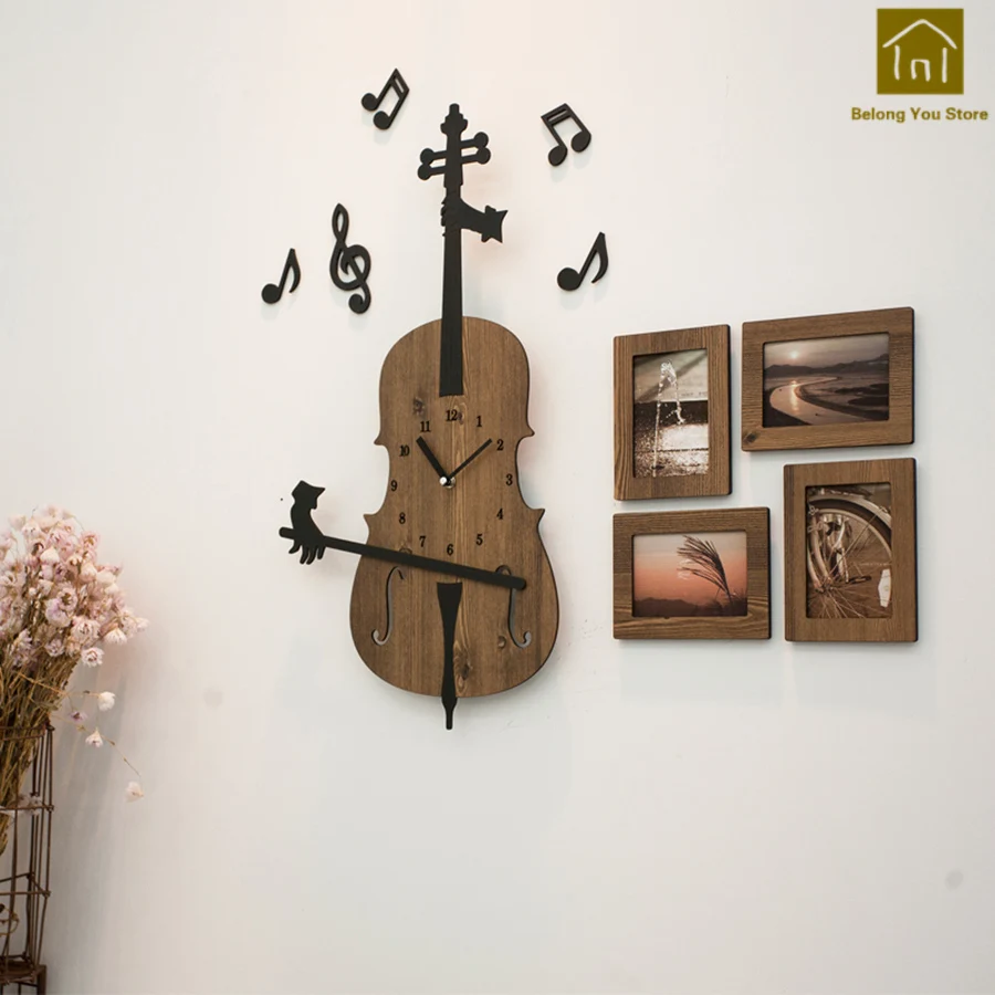 

Art Personality Wall Clock Modern Design Wooden Watch Mechanism Patrol Unique Decor Relogio Parede Decorations Clocks Abstract