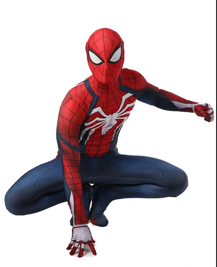 

High quality Game PS4 INSOMNIAC Spiderman Costume 3D Print Spandex Lycra SPIDERMAN SUIT Advanced Suit Costumes Gift