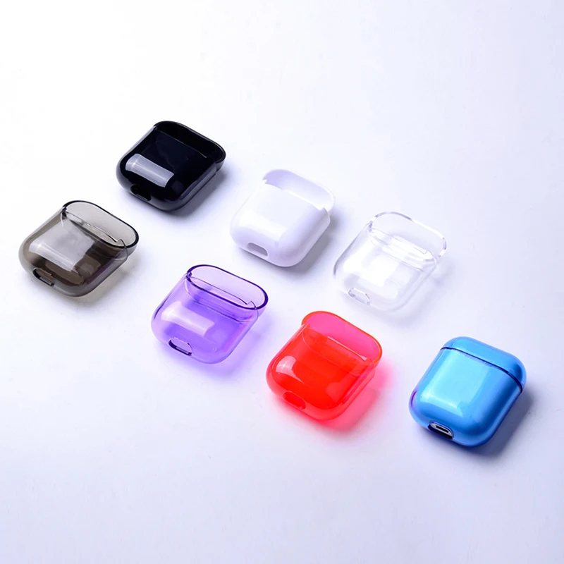 Цветной прозрачный беспроводной зарядный чехол для наушников, чехол для Apple AirPods, жесткий защитный чехол для AirPods