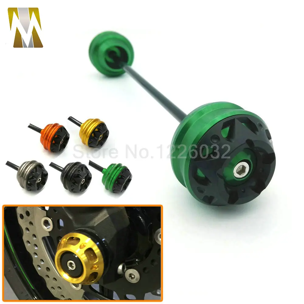Bike Green Motorcycle CNC Front and Rear Wheel Axle Fork Crash Slider Frame Sliders Protector For Yamaha MT07 FZ07 2013-2016 pair 12mm billet cnc motorcycle front rear wheel axle fork frame slider crash pad protector cover for suzuki kawasaki 7 color