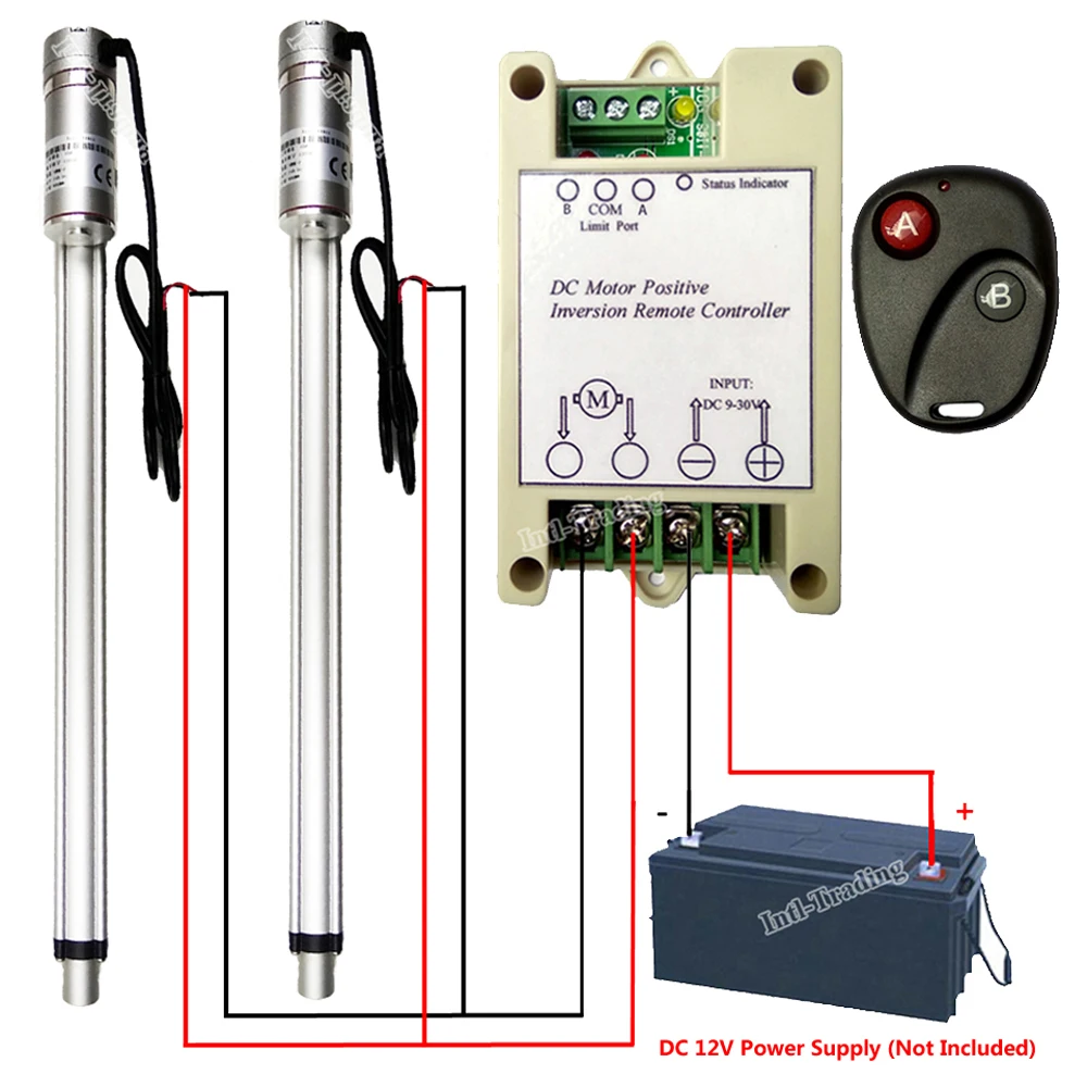 

Set of 2 4mm/s Speed 450mm 18" Stroke Linear Actuator Multi-function 1500N 12Volt DC Motor W/ Wireless Remote Control System Kit