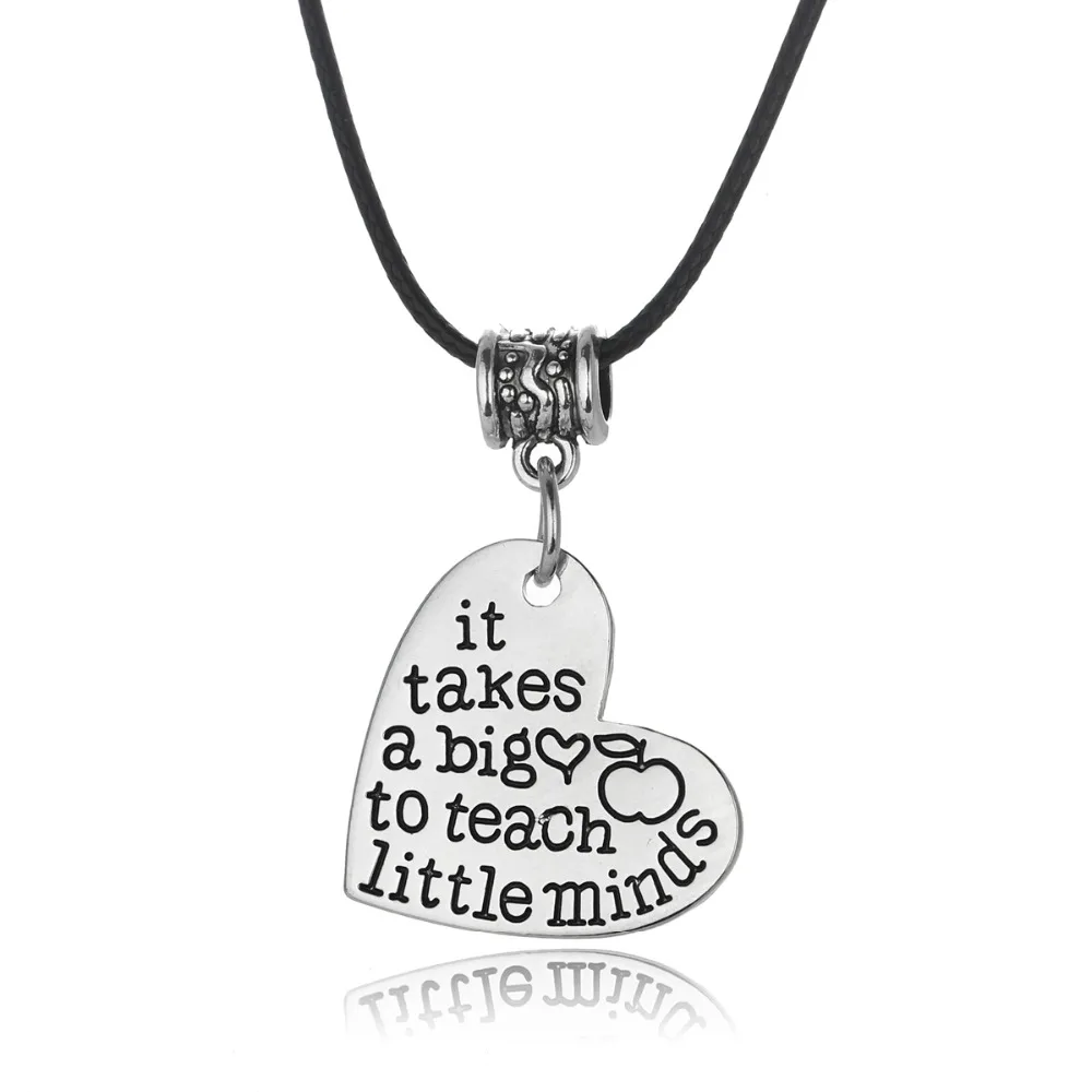 2018 Thanks Teacher Necklace Charm Heart Pendant Jewelry It Takes A Big To Teach Little Minds Teacher's Day Woman Man | Украшения и