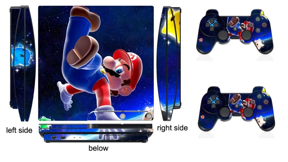 

MARI0 906 Vinyl Skin Sticker Protector for Sony PS3 Slim PlayStation 3 Slim and 2 controller skins Stickers