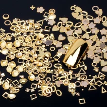 Золото/серебро случайная Смешанная форма 200 шт металлические украшения ногтей металлические шпильки наклейки сплав Маникюр модные инструменты