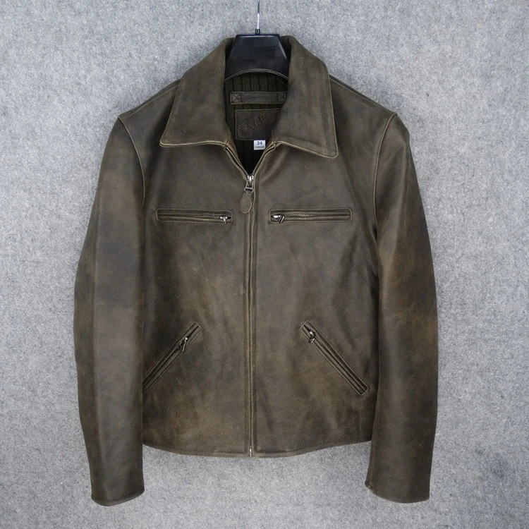 Free shipping.Classic mens leather jacket.genuine leather motor coat.man cowhide quality clothes,brand new vintage warm jackets genuine leather blazers