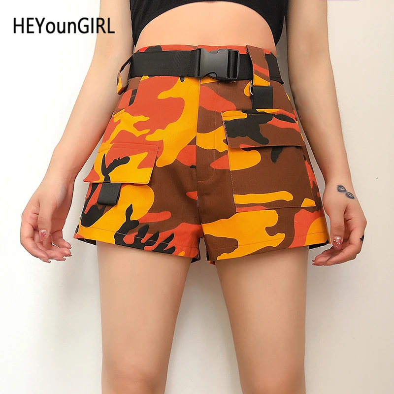 Женские камуфляжные шорты HEYounGIRL с высокой талией в стиле Харадзюку повседневные